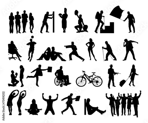 Collage Of Silhouette People Doing Various Activities