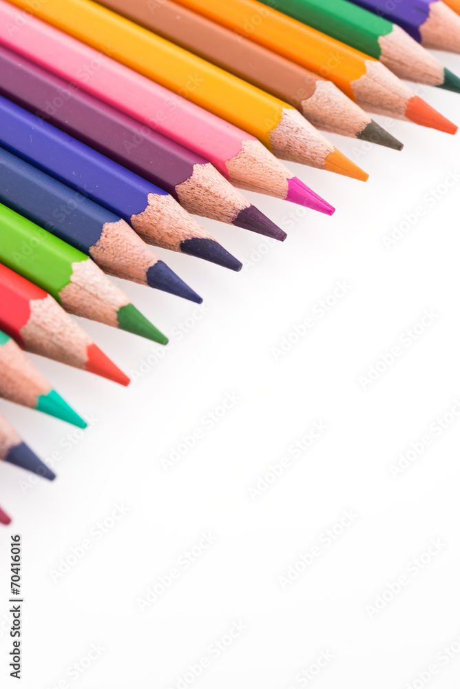 Colorful pencil isolated on white background