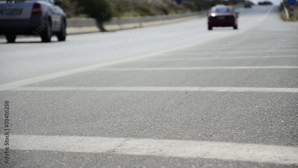 Highway traffic timelapse, low view Highway traffic timelapse, low view