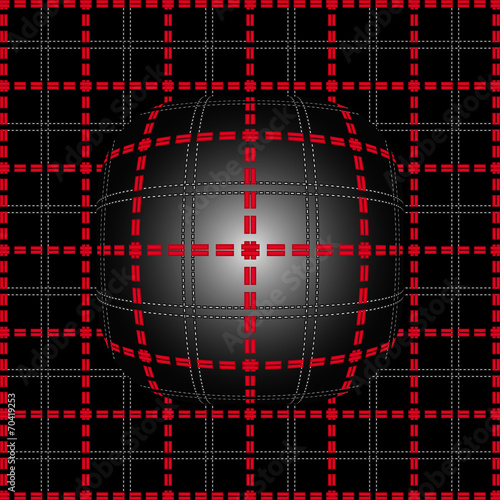 Red grid lighting convex background photo