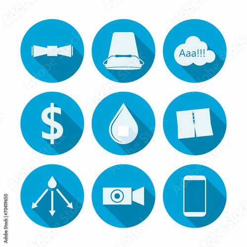 Flat vector icons for Ice Bucket Challenge