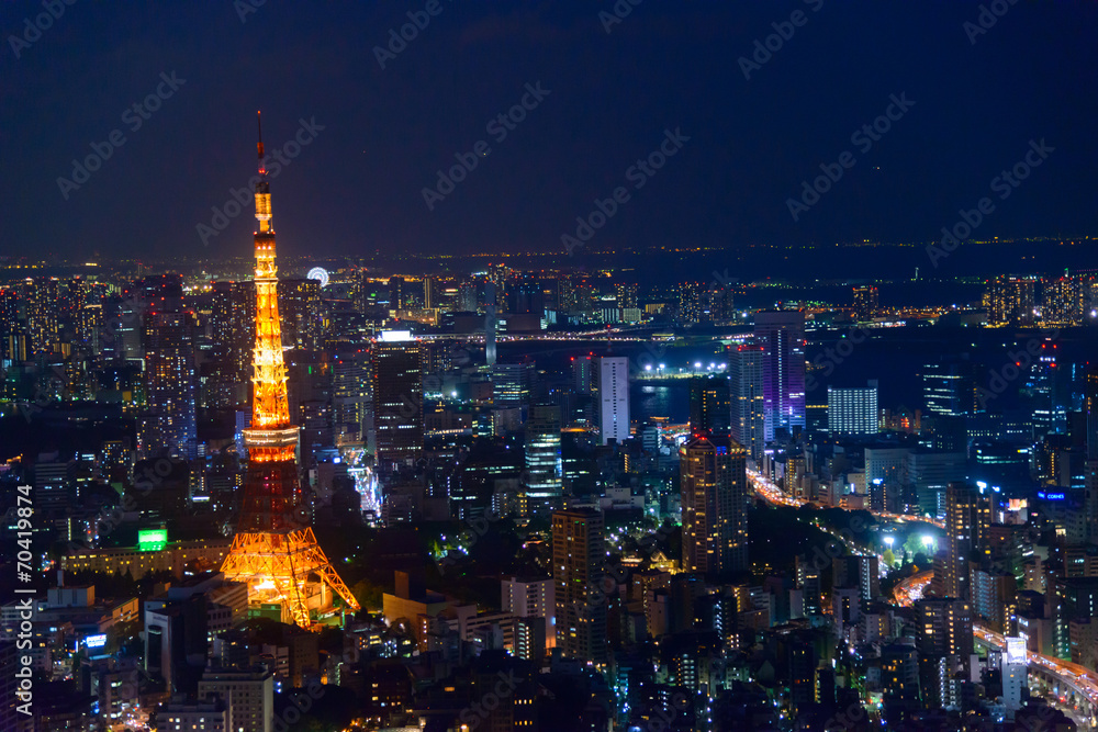 Obraz premium Tokio o zmierzchu, kierunek do Tokyo Tower i Shinagaw