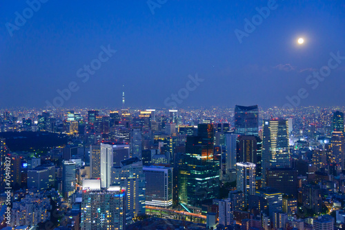 Tokyo in the twilight, direction to the Shimbashi, Ginza, Asakus