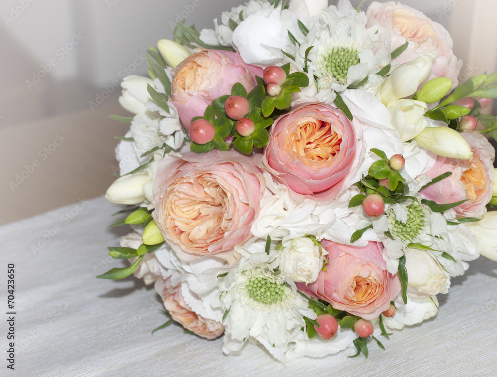 Beautiful bridal bouquet made of roses Beautiful bridal bouquet made of roses