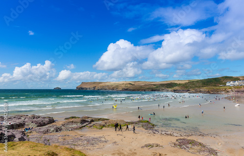 View over Polzeath Beach near Wadebridge Cornwall England