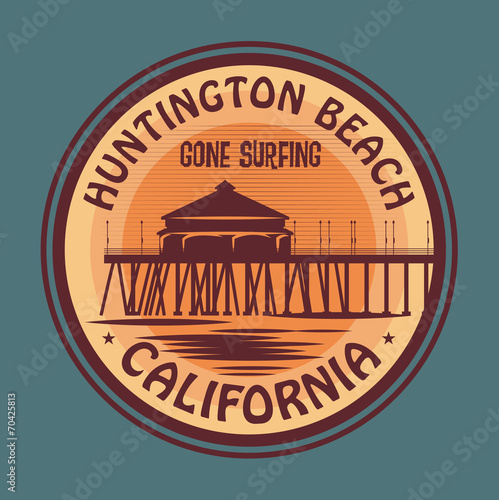 Abstract surfer stamp or sign, vector illustration