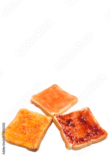 Mix fruit, blueberry, orange fruit jam spread on bread toast