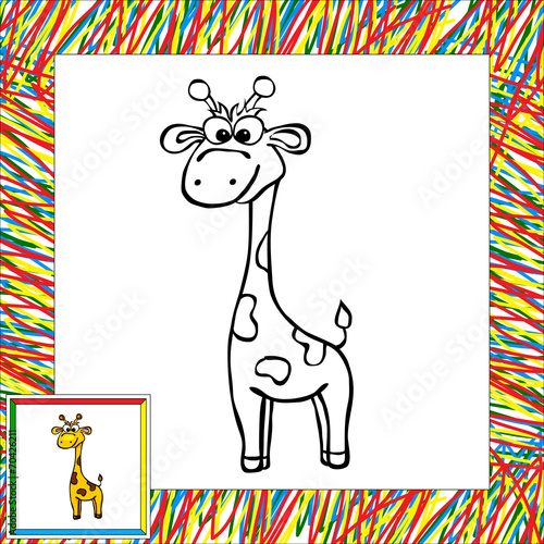 Funny cartoon giraffe coloring book