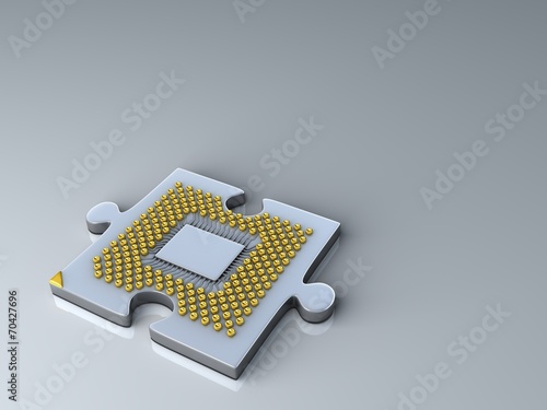 Puzzle made of fantasy CPU. Technology 3d illustration
