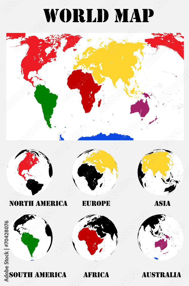 Fototapeta premium Map Of The World. Vector Illustration.