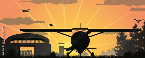 sunset at the airfield