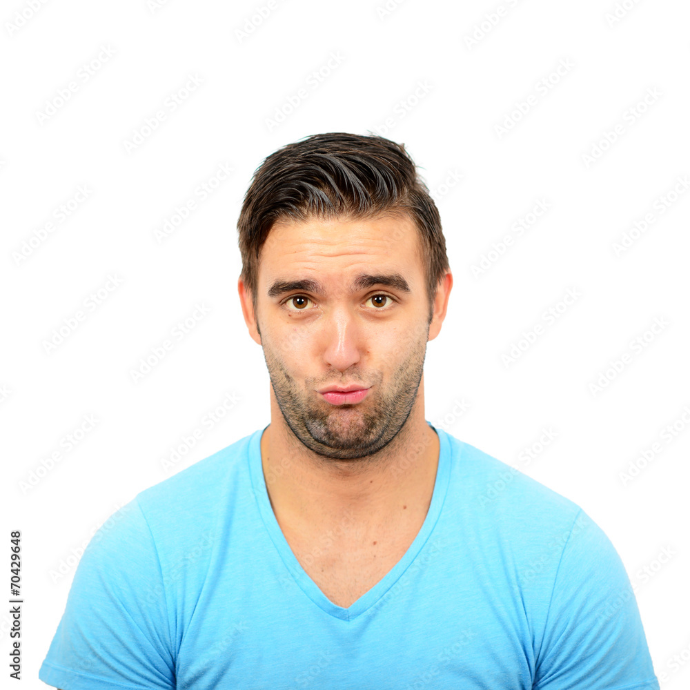 Portrait of clueless man against white background Portrait of clueless man against white background