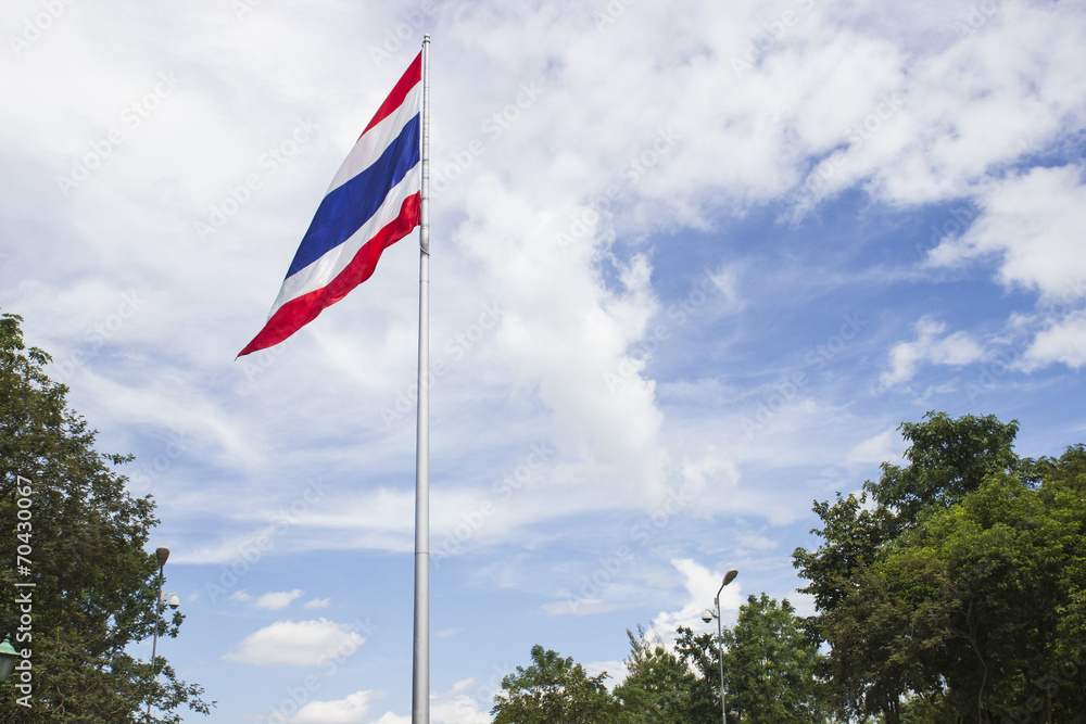 wafting Thailand flag