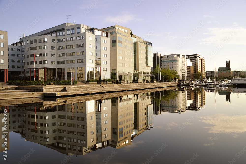 Modern apartment buildings