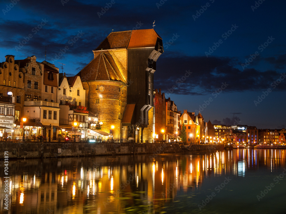 Obraz premium Gdansk crane by night