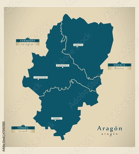 Obraz na plátně Modern map - Aragón ES