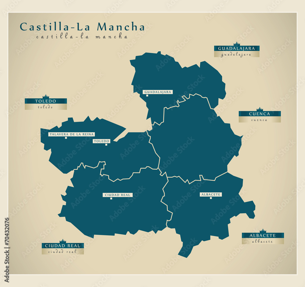 Obraz premium Modern map - Castilla-La Mancha ES
