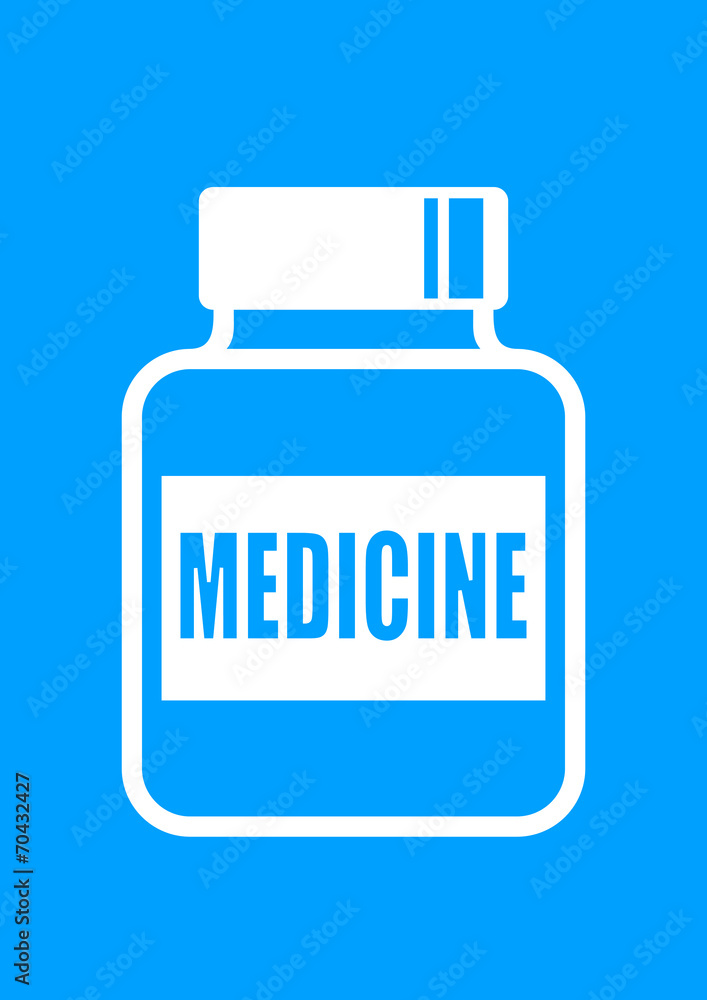 Obraz premium Vial of medicine on blue background