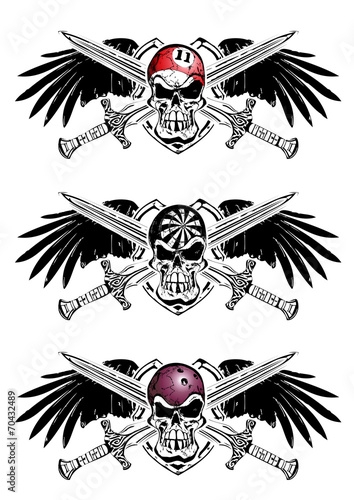 snooker, darts and bowling shield emblem