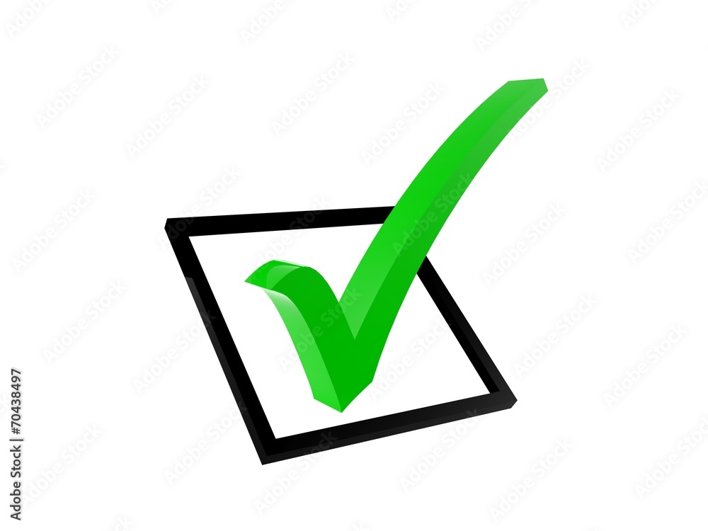 Green correct mark in black square box Green correct mark in black square box
