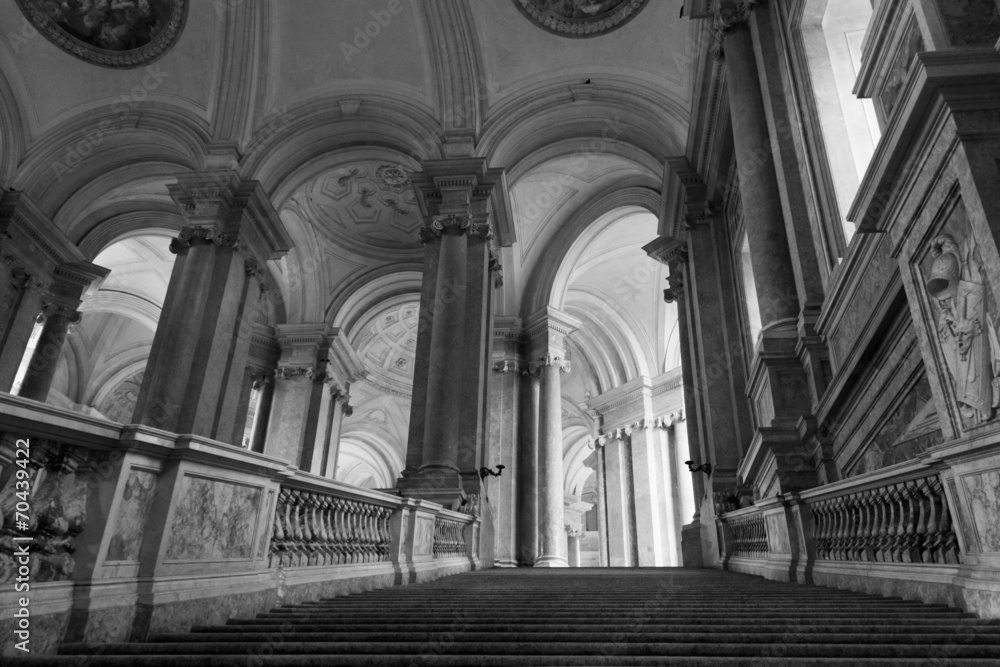 Caserta Royal Palace, honour Grand Staircase - obrazy, fototapety, plakaty 