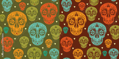 Vector seamless pattern with sugar skull