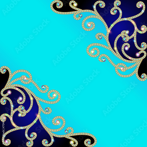 background with gold pattern of precious stones