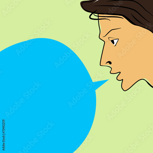 Profile of a young man on light background