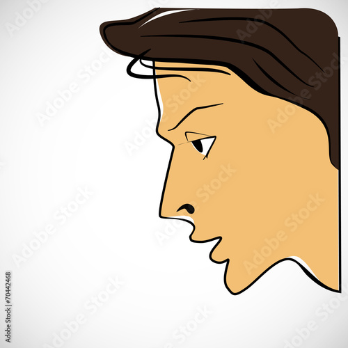 Profile of a young man on light background