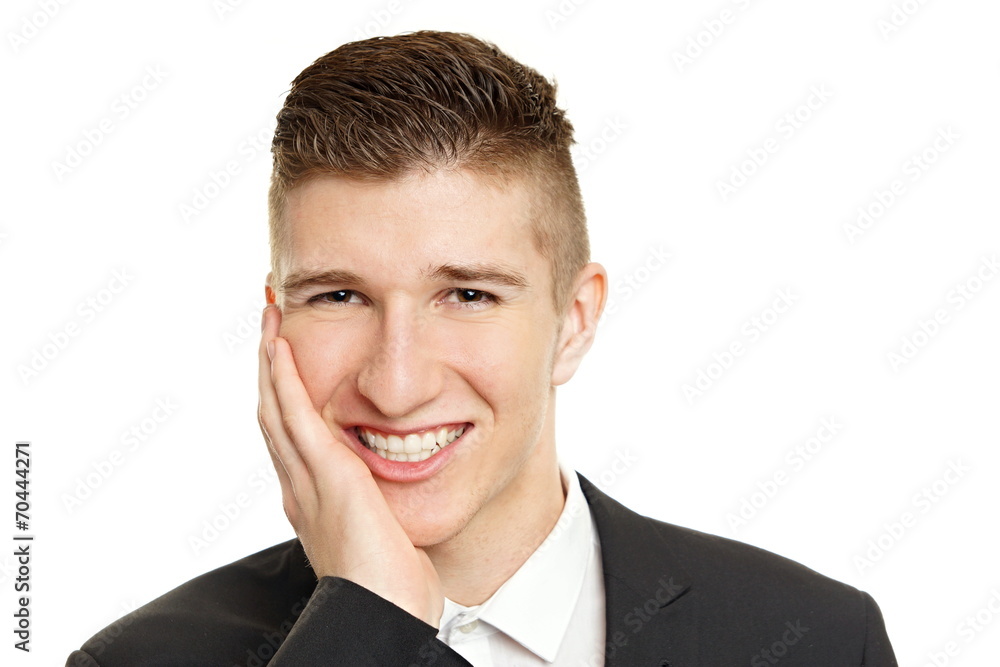 Young man holding your face because suffering from a toothache Young man holding your face because suffering from a toothache