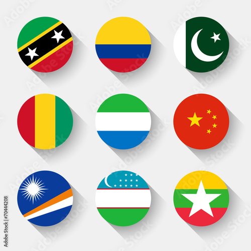 Flags of the world, round buttons