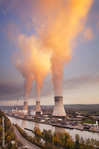 Nuclear Power Station At Sunset