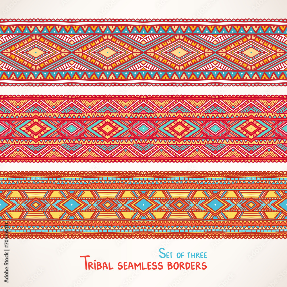 three tribal seamless borders three tribal seamless borders