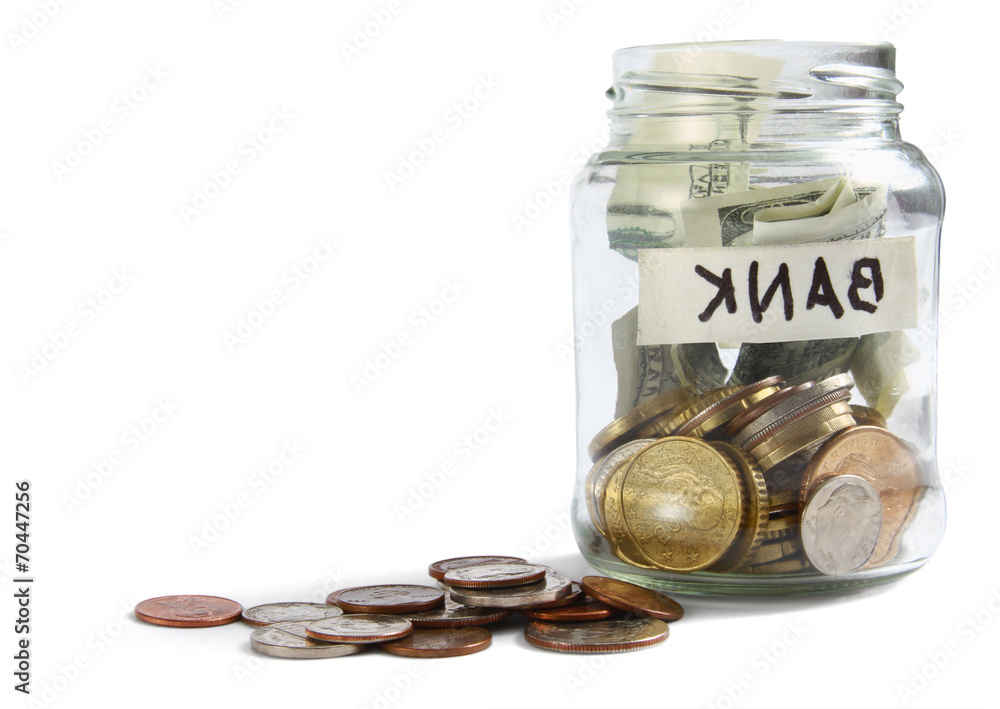 Money on the bottle,dollar,isolated white Money on the bottle,dollar,isolated white