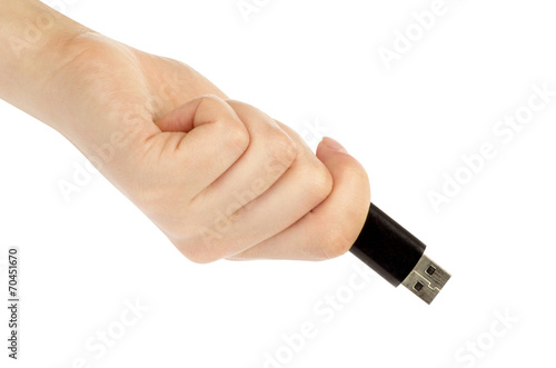 hand with an USB flash