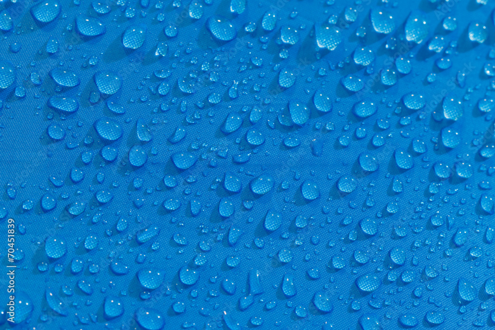 Rain Water droplets on  waterproof fabric