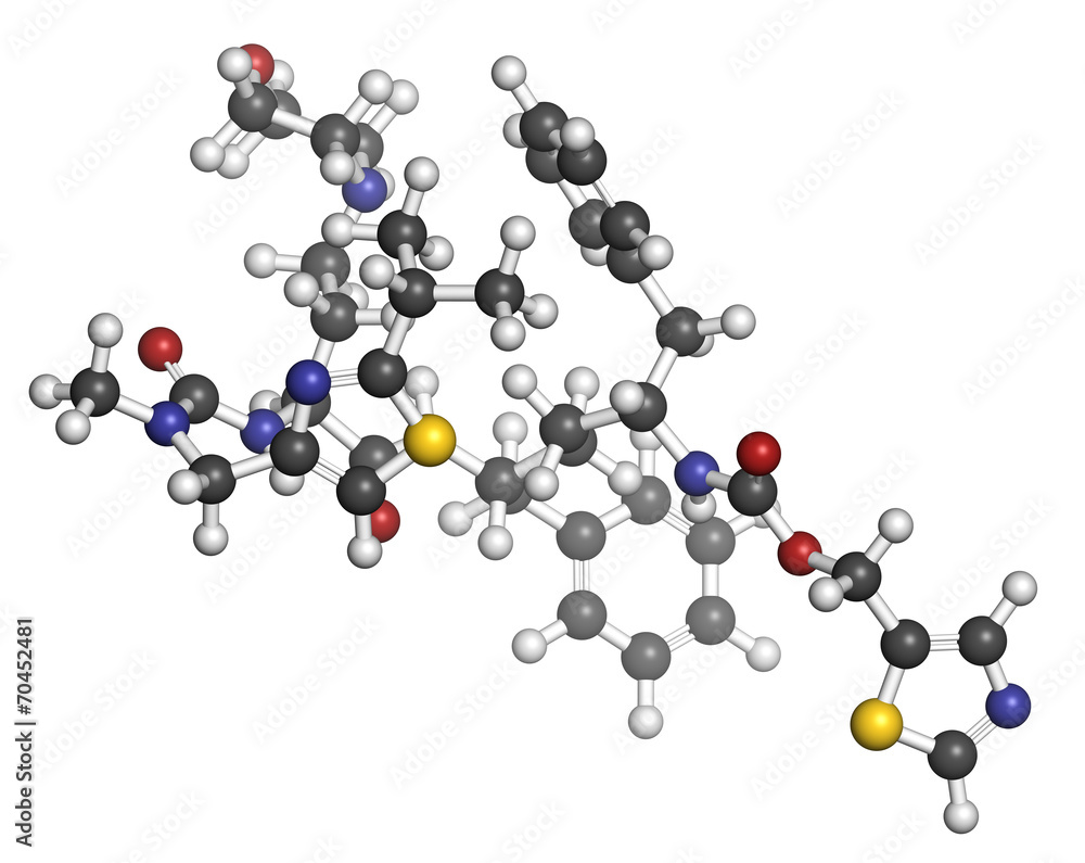 Cobicistat cytochrome P450 inhibiting drug molecule. Cobicistat cytochrome P450 inhibiting drug molecule.