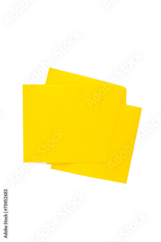 four yellow sticker on a white background
