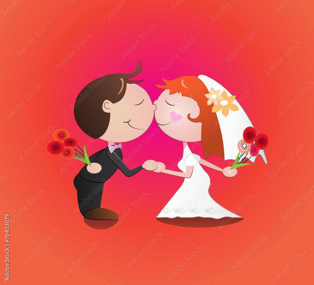 Marriage.Vector illustration of wedding kiss Marriage.Vector illustration of wedding kiss
