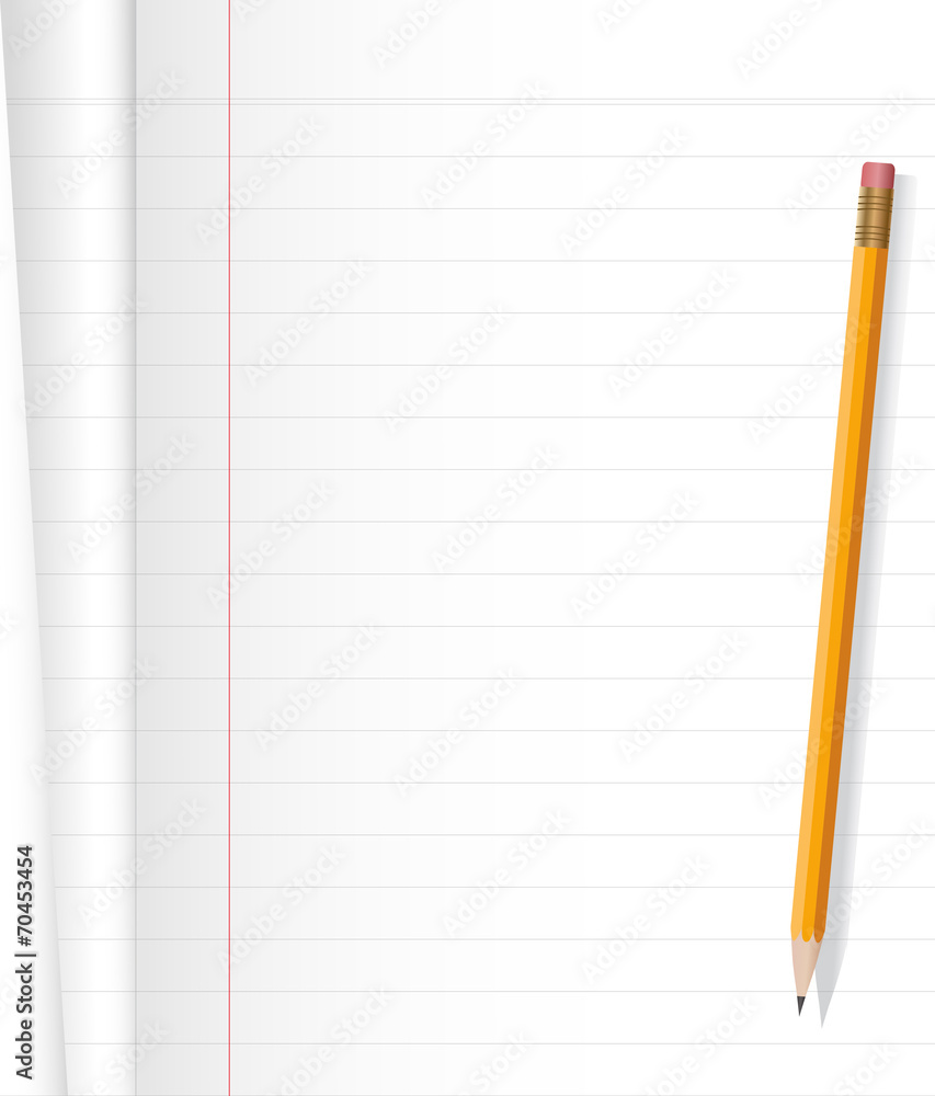 Notebook and yellow pencil on white background .Vector file Notebook and yellow pencil on white background .Vector file