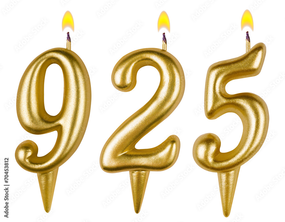 candles number nine hundred twenty-five isolated on white candles number nine hundred twenty-five isolated on white