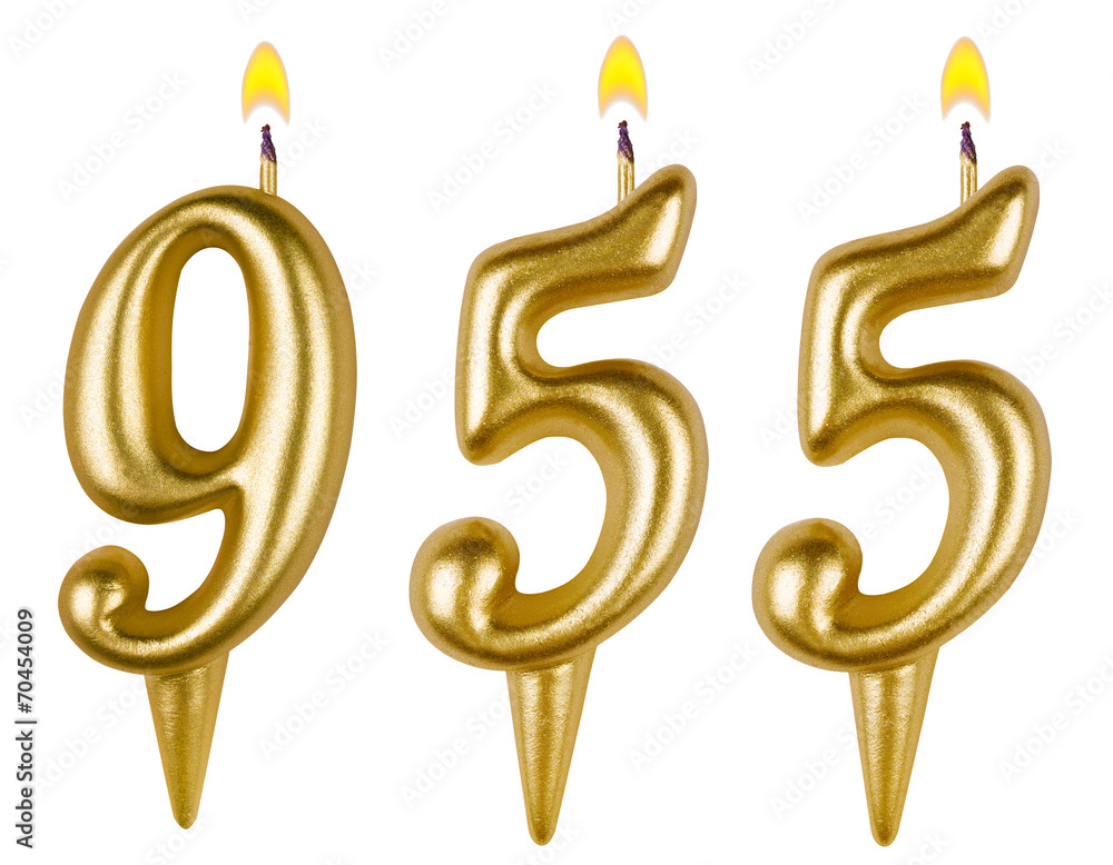 candles number nine hundred fifty-five isolated on white candles number nine hundred fifty-five isolated on white