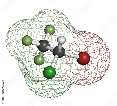 Halothane general anesthetic drug molecule. photo