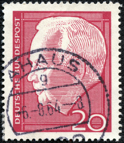 stamp printed in Germany shows Heinrich Lubke Karl photo