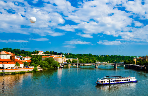Fototapeta Naklejka Na Ścianę i Meble -  The View on summer Prague above River Vltava