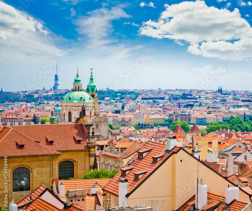 view of Prague city from hill