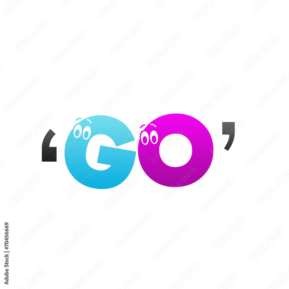 G and O with eyes and quotation marks G and O with eyes and quotation marks