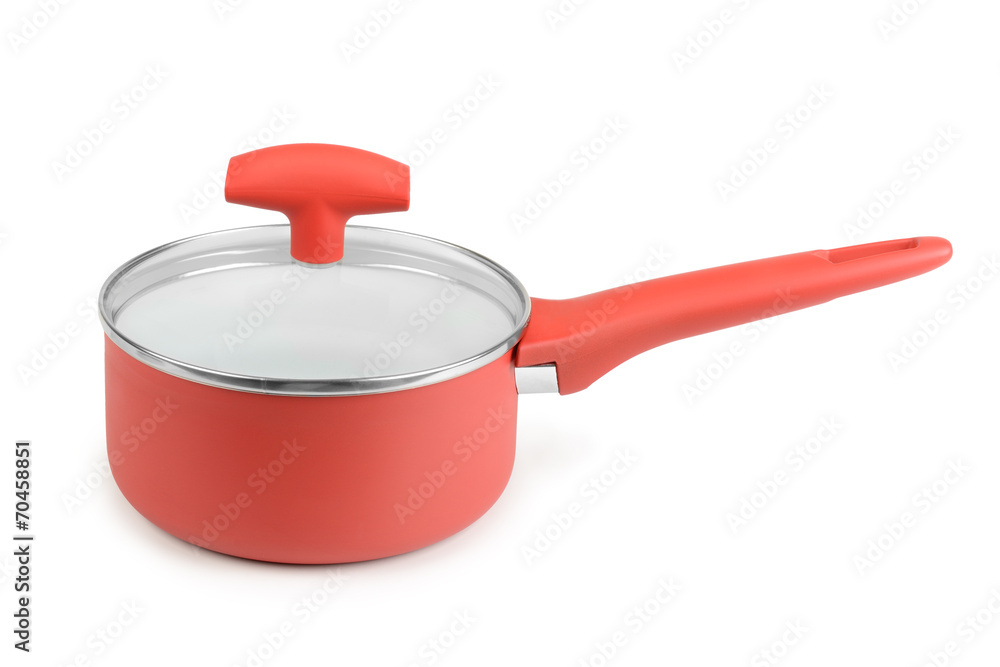 Red saucepan isolated on white background Red saucepan isolated on white background