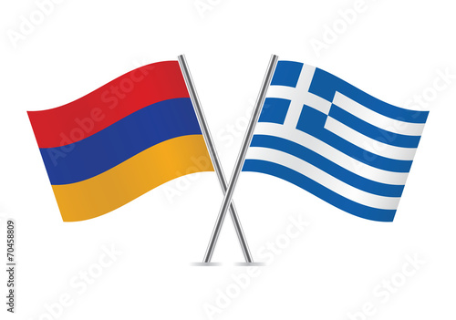 Armenian and Greek flags. Vector illustration.