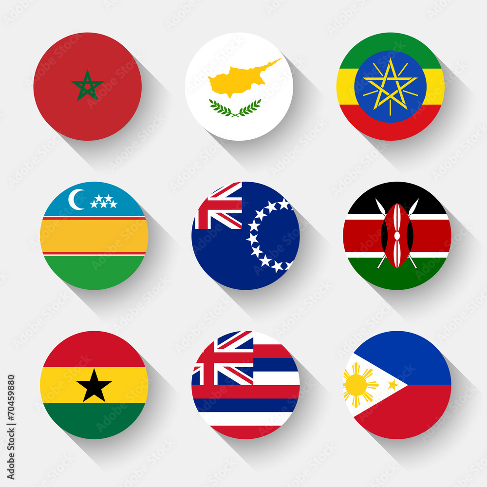 Flags of the world, round buttons Flags of the world, round buttons
